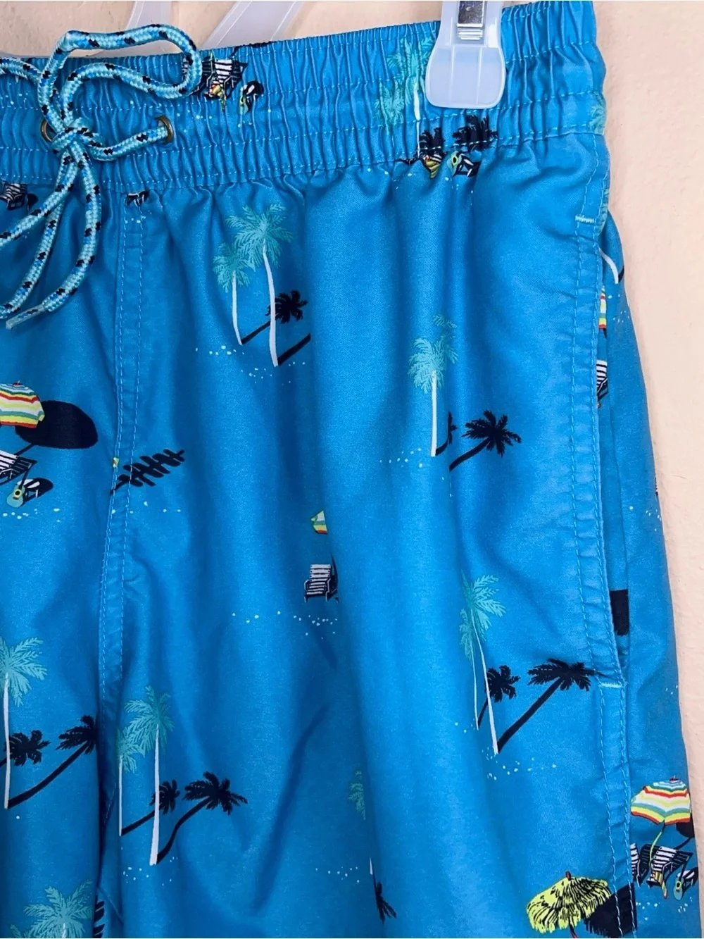 Medium Goodfellow Swim Shorts Blue Tropical Print Colorful Lined Mesh